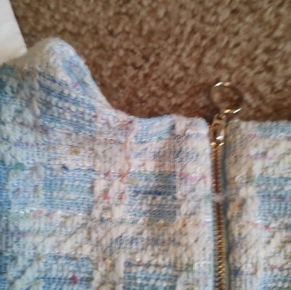 Taylor Light Blue and White  Tweed Belted Mini Dress Sz 6 NWT - Picture 10 of 10